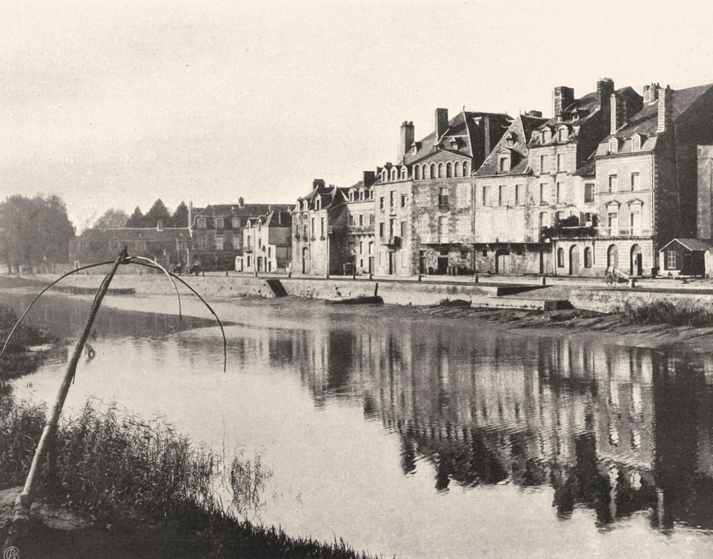 ILLE-ET-VILAINE. Le quai de la Vilaine, à Redon 1902 old antique print picture
